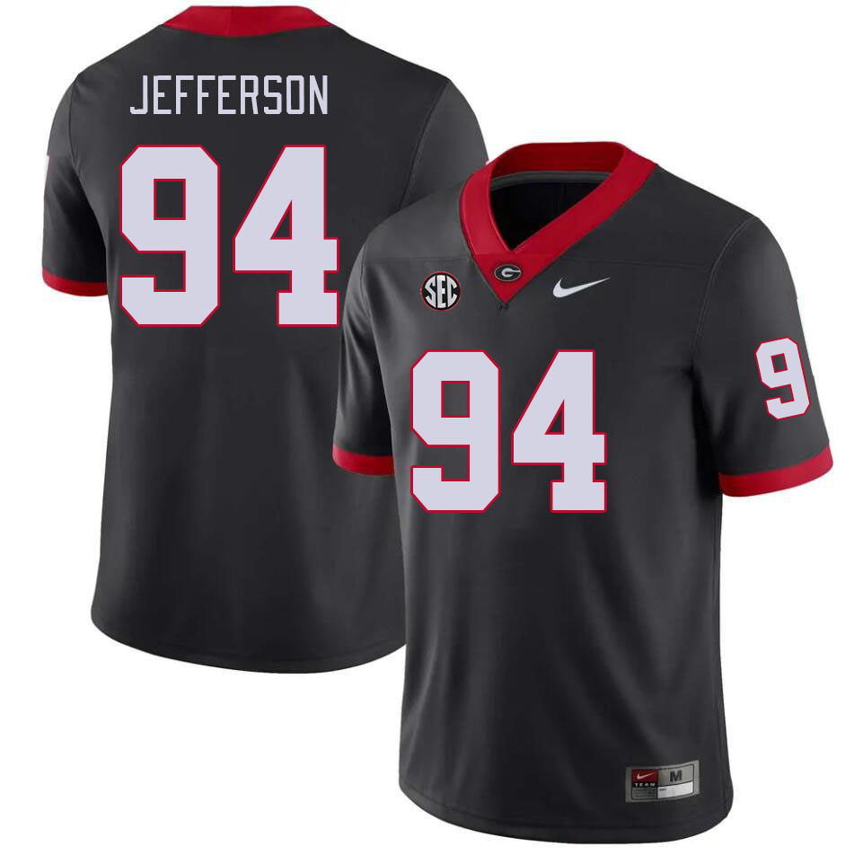 Men #94 Jonathan Jefferson Georgia Bulldogs College Football Jerseys Stitched-Black - Click Image to Close